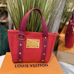 Louis Vuitton Antiqua Cabas PM Red and Pink Tote